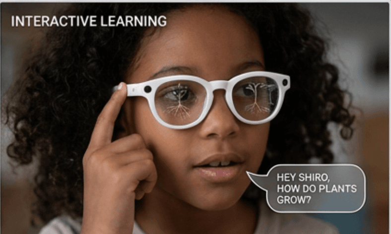 Interactive learning with white Shiro glasses