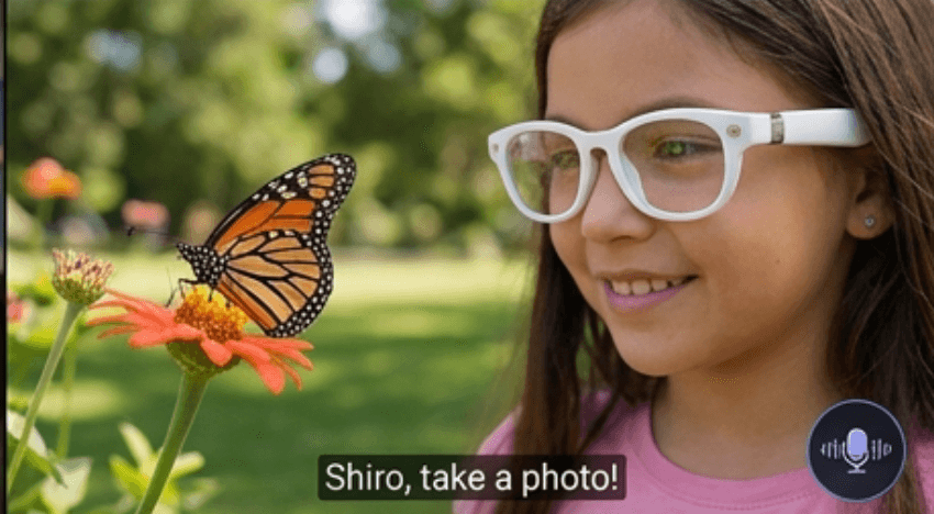 Girl saying Shiro take a photo with butterfly