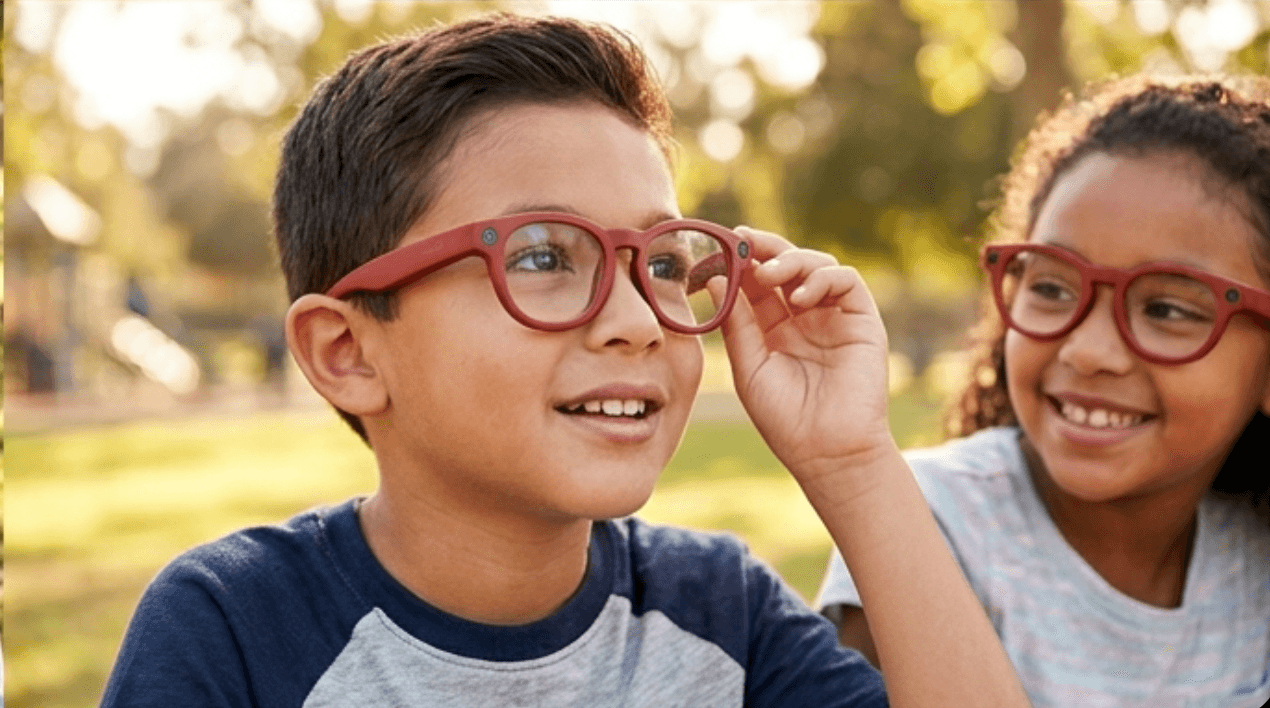 Kids wearing Shiro glasses together at the park